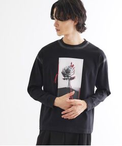 tk.TAKEO KIKUCHI / ティーケー タケオキクチ Tシャツ | フラワーフォトエンブロヘビーウェイトスムースTシャツ
