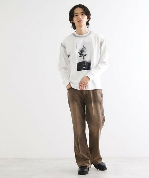 tk.TAKEO KIKUCHI / ティーケー タケオキクチ Tシャツ | フラワーフォトエンブロヘビーウェイトスムースTシャツ | 詳細3