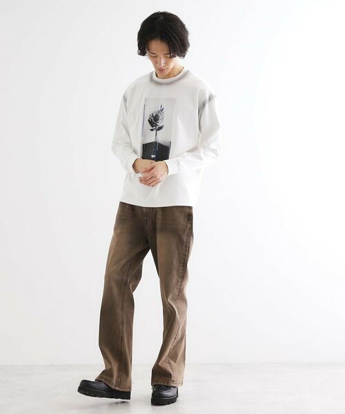 tk.TAKEO KIKUCHI / ティーケー タケオキクチ Tシャツ | フラワーフォトエンブロヘビーウェイトスムースTシャツ | 詳細4