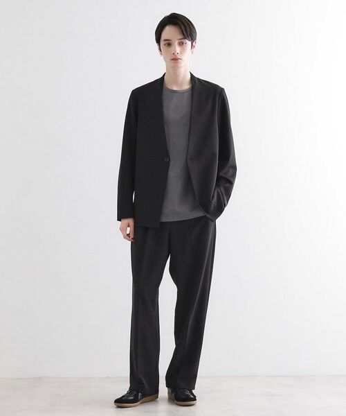 あお　タグ付き　MAX&Co. ノーカラー　ジャケット ブラック 新品 麻調ノーカラージャケット 紺 セットアップ着用可【AOKI公式通販】