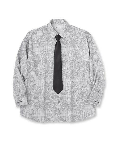 tk.TAKEO KIKUCHI / ティーケー タケオキクチ シャツ・ブラウス | 【ネクタイ付】チェックオンペイズリージャカードシャツ | 詳細1