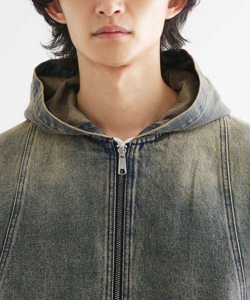 tk.TAKEO KIKUCHI / ティーケー タケオキクチ パーカー | ヴィンテージライクデニムジップパーカー | 詳細13