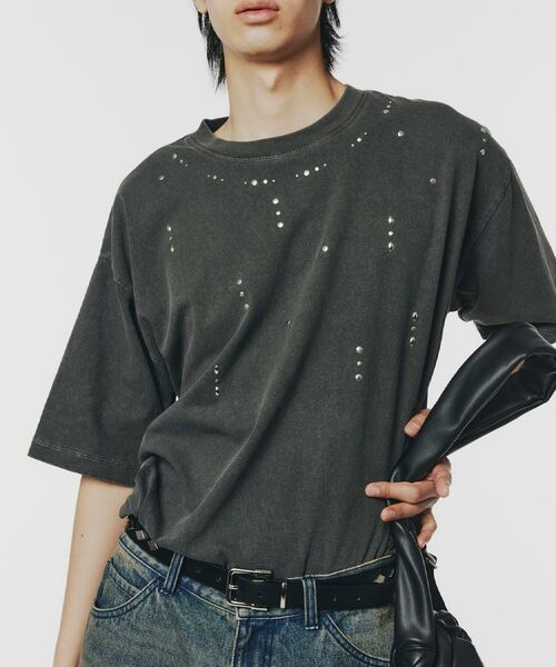 tk.TAKEO KIKUCHI / ティーケー タケオキクチ Tシャツ | ヴィンテージライクスタッズTシャツ | 詳細2