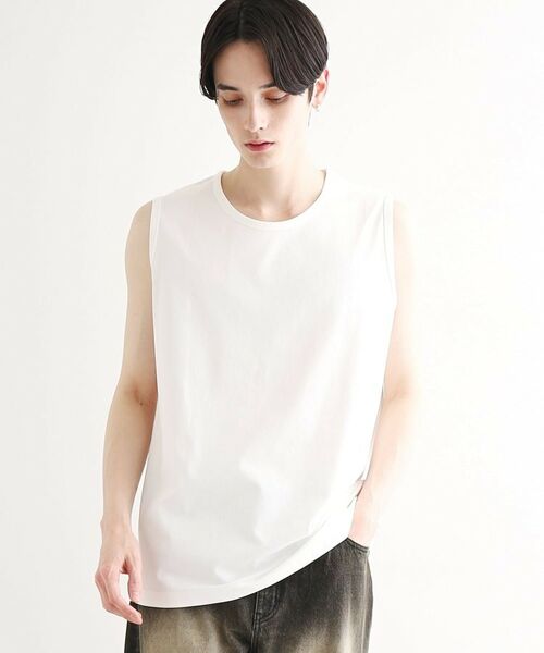 tk.TAKEO KIKUCHI / ティーケー タケオキクチ カットソー | 【接触冷感/UVカット/抗菌】フレンドリークールノースリーブカットソー(ホワイト(001))