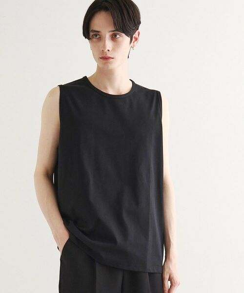 tk.TAKEO KIKUCHI / ティーケー タケオキクチ カットソー | 【接触冷感/UVカット/抗菌】フレンドリークールノースリーブカットソー(ブラック(019))