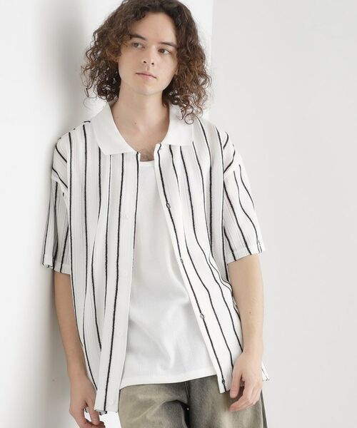 tk.TAKEO KIKUCHI / ティーケー タケオキクチ シャツ・ブラウス | 【セットアイテム】透かし編みオープンシャツ | 詳細1