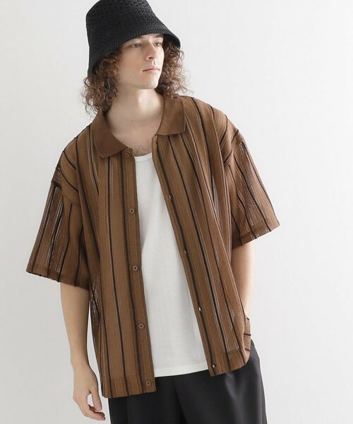 tk.TAKEO KIKUCHI / ティーケー タケオキクチ シャツ・ブラウス | 【セットアイテム】透かし編みオープンシャツ(ブラウン(043))