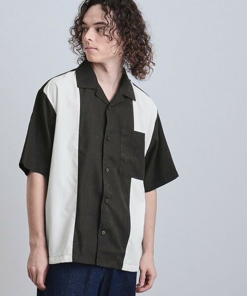 tk.TAKEO KIKUCHI / ティーケー タケオキクチ Tシャツ | フィブリル切替シャツ（ブラック(019)）