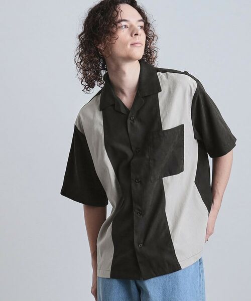 tk.TAKEO KIKUCHI / ティーケー タケオキクチ Tシャツ | フィブリル切替シャツ（ブラック(519)）