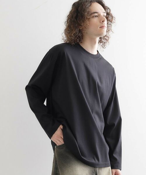 tk.TAKEO KIKUCHI / ティーケー タケオキクチ カットソー | ダブルシルエットスムースカットソー（ブラック(019)）