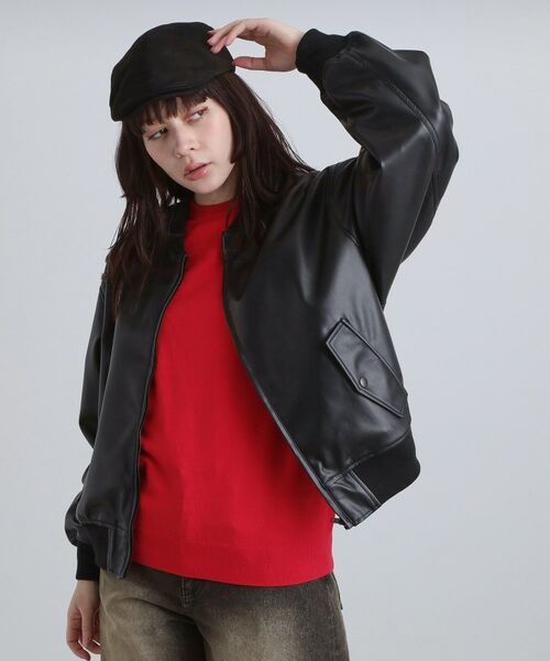 tk.TAKEO KIKUCHI / ティーケー タケオキクチ レザーブルゾン・ジャケット | シンセティックレザー MA－1 | 詳細12