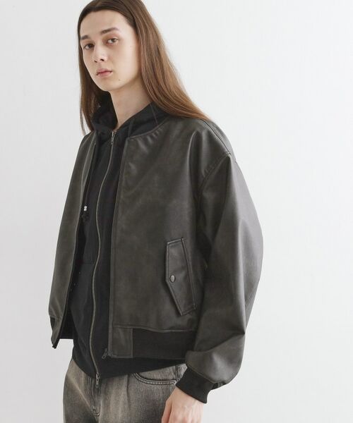 tk.TAKEO KIKUCHI / ティーケー タケオキクチ レザーブルゾン・ジャケット | シンセティックレザー MA－1 | 詳細19