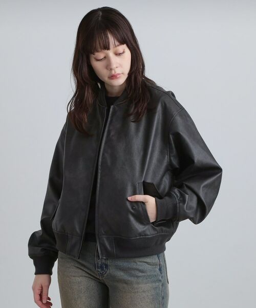 tk.TAKEO KIKUCHI / ティーケー タケオキクチ レザーブルゾン・ジャケット | シンセティックレザー MA－1 | 詳細26