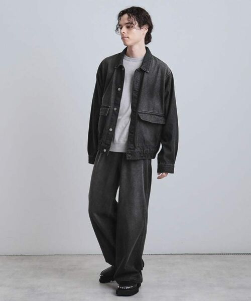 tk.TAKEO KIKUCHI / ティーケー タケオキクチ Gジャン・デニムジャケット | 【上下2点セット】デニムブルゾン+ワイドデニムパンツ(チャコールグレー(013))