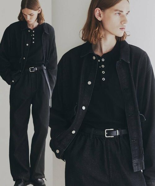 tk.TAKEO KIKUCHI / ティーケー タケオキクチ Gジャン・デニムジャケット | 【上下2点セット】デニムブルゾン+ワイドデニムパンツ(ブラック(019))