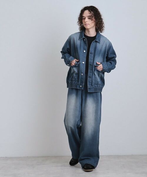 tk.TAKEO KIKUCHI / ティーケー タケオキクチ Gジャン・デニムジャケット | 【上下2点セット】デニムブルゾン+ワイドデニムパンツ(ブルー(092))