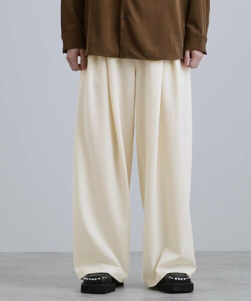 tk.TAKEO KIKUCHI / ティーケー タケオキクチ パンツ | 【スーパーワイドバギースラックスパンツ(オフホワイト(003))