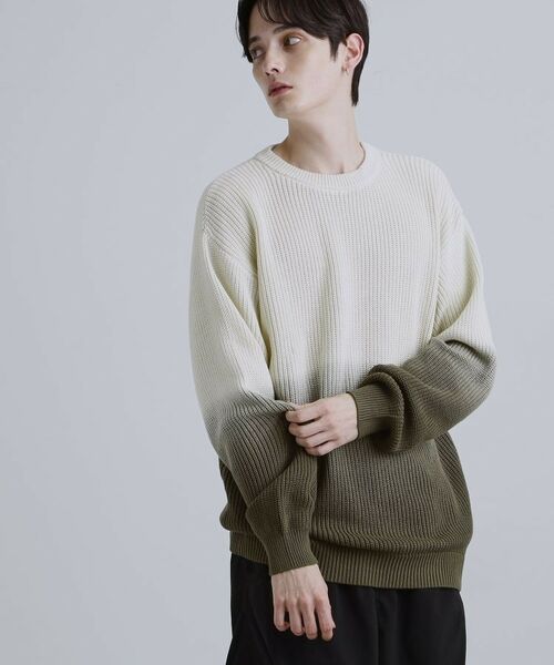 tk.TAKEO KIKUCHI / ティーケー タケオキクチ ニット・セーター | コットン畔編みグラデーションニット | 詳細1