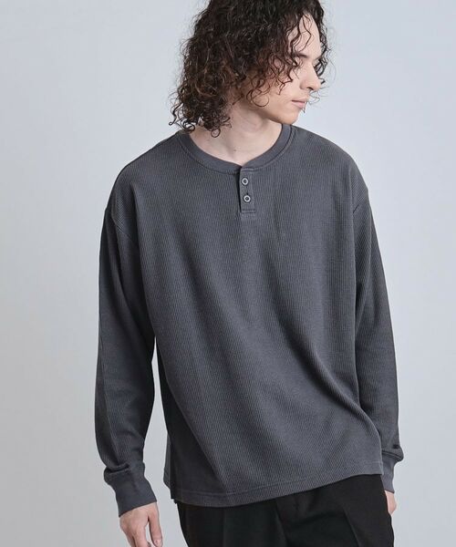 tk.TAKEO KIKUCHI / ティーケー タケオキクチ カットソー | ワッフルヘンリーカットソー(チャコールグレー(014))