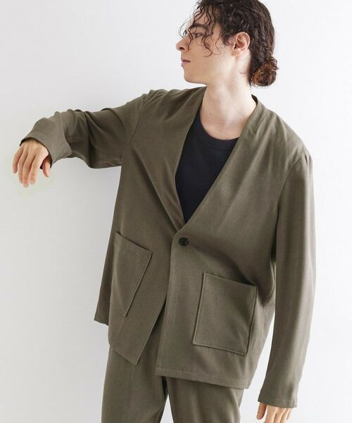 tk.TAKEO KIKUCHI / ティーケー タケオキクチ ノーカラージャケット | 【セットアップ対応】ポリツイルノーカラージャケット | 詳細1