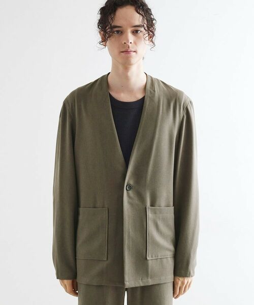 tk.TAKEO KIKUCHI / ティーケー タケオキクチ ノーカラージャケット | 【セットアップ対応】ポリツイルノーカラージャケット | 詳細13