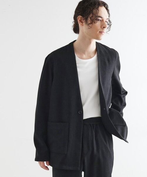 tk.TAKEO KIKUCHI / ティーケー タケオキクチ ノーカラージャケット | 【セットアップ対応】ポリツイルノーカラージャケット | 詳細5