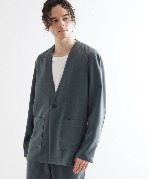 tk.TAKEO KIKUCHI / ティーケー タケオキクチ ノーカラージャケット | 【セットアップ対応】ポリツイルノーカラージャケット | 詳細9