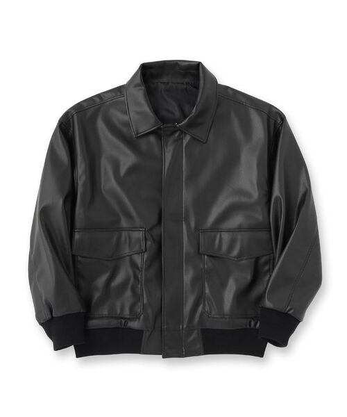 tk.TAKEO KIKUCHI / ティーケー タケオキクチ レザーブルゾン・ジャケット | A－2シンセティックレザーブルゾン | 詳細1