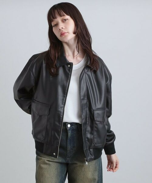 tk.TAKEO KIKUCHI / ティーケー タケオキクチ レザーブルゾン・ジャケット | A－2シンセティックレザーブルゾン | 詳細5