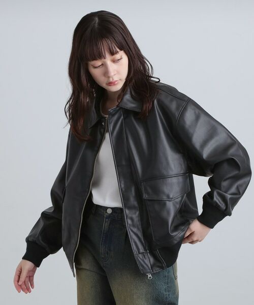 tk.TAKEO KIKUCHI / ティーケー タケオキクチ レザーブルゾン・ジャケット | A－2シンセティックレザーブルゾン | 詳細6