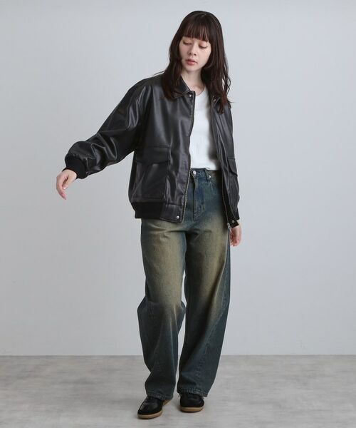 tk.TAKEO KIKUCHI / ティーケー タケオキクチ レザーブルゾン・ジャケット | A－2シンセティックレザーブルゾン | 詳細7