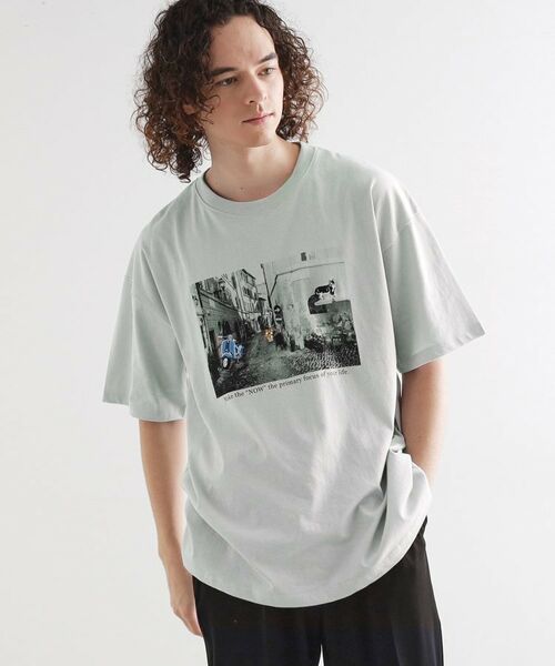 tk.TAKEO KIKUCHI / ティーケー タケオキクチ Tシャツ | フォト刺繍Tシャツ(ライトグレー(011))