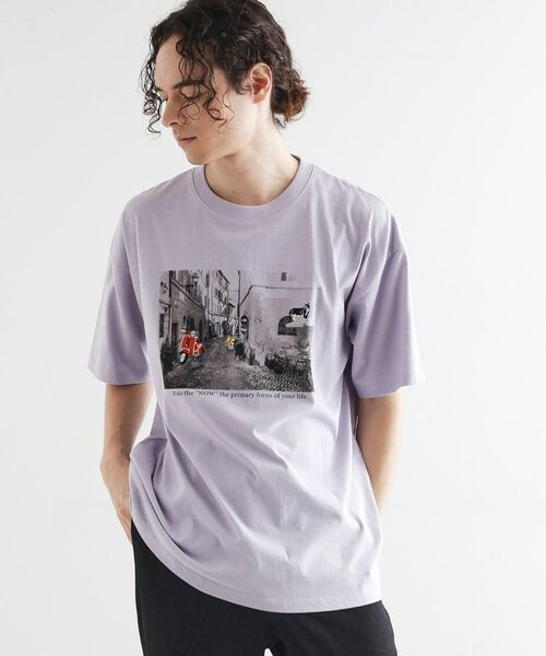 tk.TAKEO KIKUCHI / ティーケー タケオキクチ Tシャツ | フォト刺繍Tシャツ(ラベンダー(080))