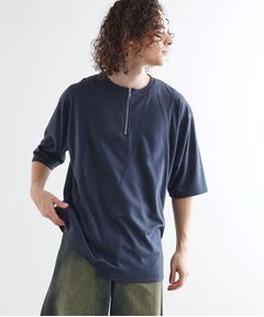 tk.TAKEO KIKUCHI / ティーケー タケオキクチ カットソー | ウェーブ切替ジップTシャツ