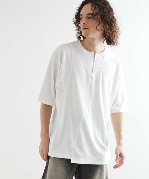 tk.TAKEO KIKUCHI / ティーケー タケオキクチ カットソー | ウェーブ切替ジップTシャツ | 詳細1