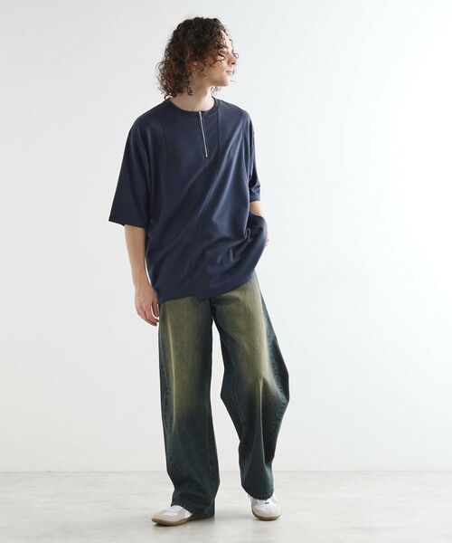 tk.TAKEO KIKUCHI / ティーケー タケオキクチ カットソー | ウェーブ切替ジップTシャツ | 詳細10