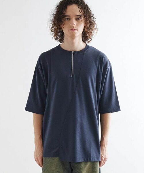 tk.TAKEO KIKUCHI / ティーケー タケオキクチ カットソー | ウェーブ切替ジップTシャツ | 詳細13