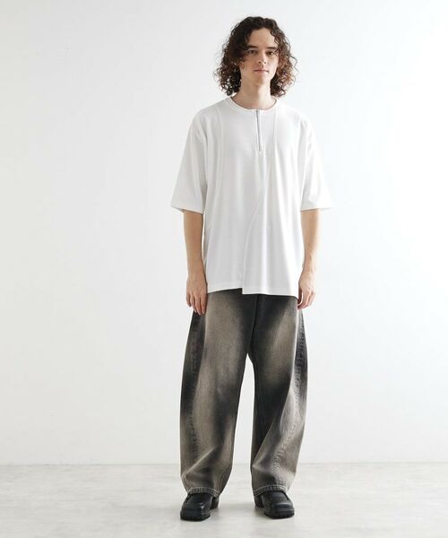 tk.TAKEO KIKUCHI / ティーケー タケオキクチ カットソー | ウェーブ切替ジップTシャツ | 詳細2