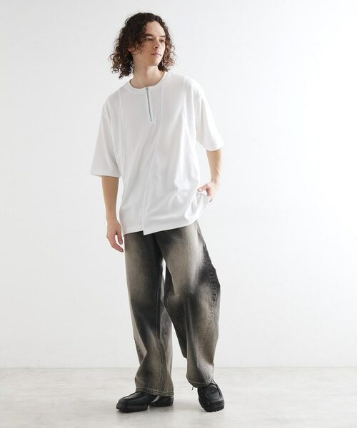 tk.TAKEO KIKUCHI / ティーケー タケオキクチ カットソー | ウェーブ切替ジップTシャツ | 詳細3