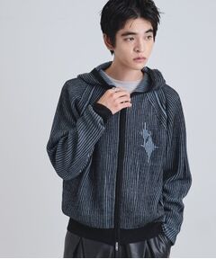 tk.TAKEO KIKUCHI / ティーケー タケオキクチ ニット・セーター | プレーティングブライトモチーフジップパーカー