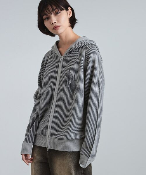 tk.TAKEO KIKUCHI / ティーケー タケオキクチ ニット・セーター | プレーティングブライトモチーフジップパーカー | 詳細6