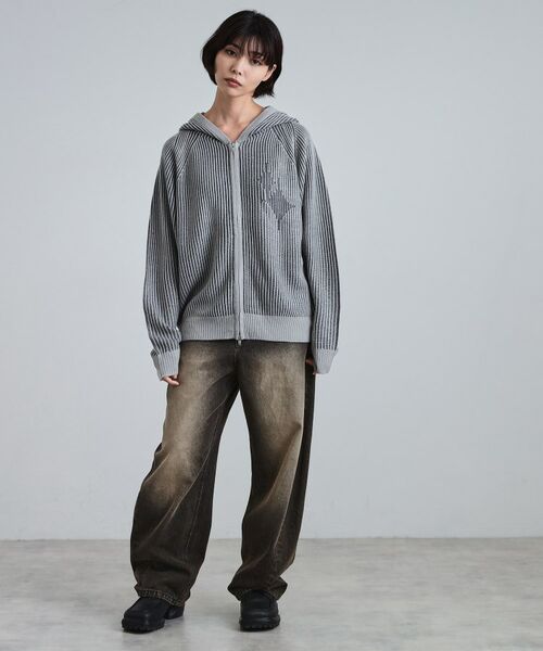 tk.TAKEO KIKUCHI / ティーケー タケオキクチ ニット・セーター | プレーティングブライトモチーフジップパーカー | 詳細8