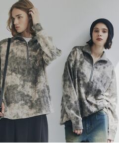 tk.TAKEO KIKUCHI / ティーケー タケオキクチ カットソー | ヴィンテージライクプリント ハーフジッププルオーバー