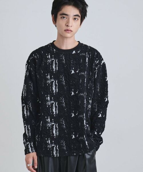 tk.TAKEO KIKUCHI / ティーケー タケオキクチ カットソー | アブストラクトふくれジャカードプルオーバー | 詳細2