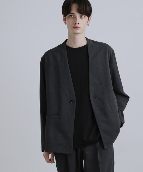 tk. TAKEO KIKUCHI/ティーケー タケオキクチ 【2点セットジャケット+パンツ】エアリードライノーカラージャケット&スラックス チャコールグレー(014) 02(M) tk. TAKEO KIKUCHI/ティーケー タケオキクチ 【2点セットジャケット+パンツ】エアリードライノーカラージャケット&スラックス チャコールグレー(014) 02(M)