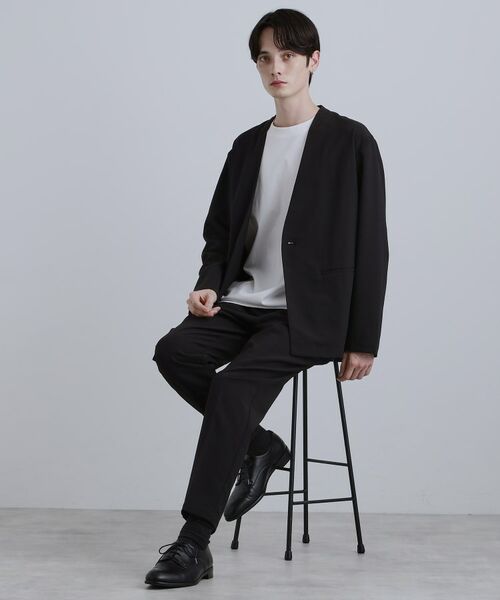 tk. TAKEO KIKUCHI/ティーケー タケオキクチ 【2点セットジャケット+パンツ】エアリードライノーカラージャケット&スラックス ブラック(019) 01(S) tk. TAKEO KIKUCHI/ティーケー タケオキクチ 【2点セットジャケット+パンツ】エアリードライノーカラージャケット&スラックス ブラック(019) 01(S)