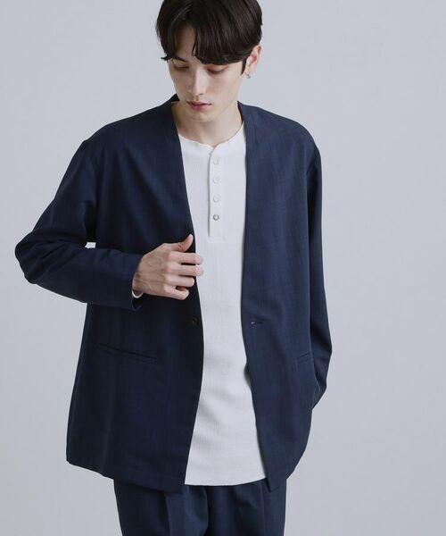 tk. TAKEO KIKUCHI/ティーケー タケオキクチ 【2点セットジャケット+パンツ】エアリードライノーカラージャケット&スラックス ネイビー(094) 04(LL) tk. TAKEO KIKUCHI/ティーケー タケオキクチ 【2点セットジャケット+パンツ】エアリードライノーカラージャケット&スラックス ネイビー(094) 04(LL)