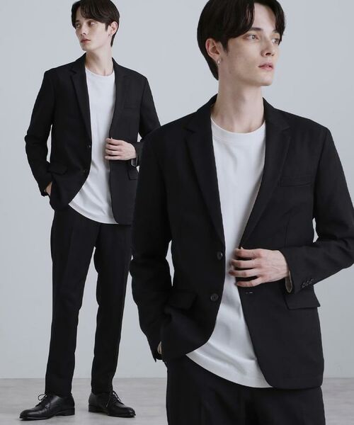 tk.TAKEO KIKUCHI / ティーケー タケオキクチ テーラードジャケット | 【洗える】ピンヘッドストレッチセットアップ(ブラック(019))