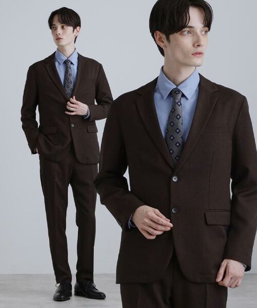 tk.TAKEO KIKUCHI / ティーケー タケオキクチ テーラードジャケット | 【洗える】ピンヘッドストレッチセットアップ(ブラウン(043))