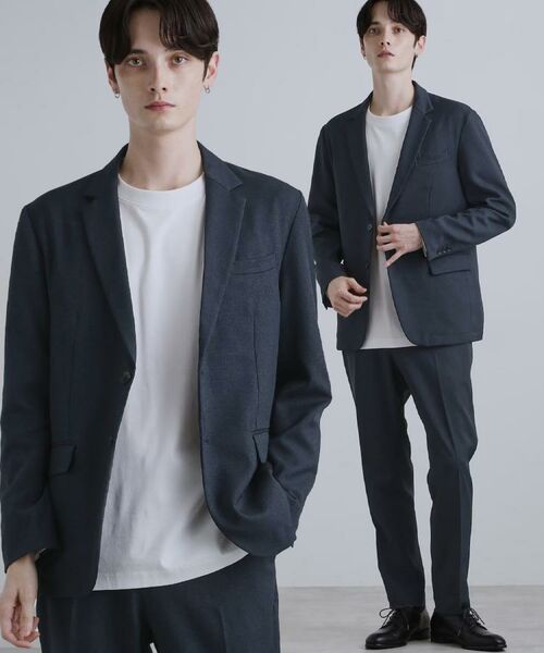 tk.TAKEO KIKUCHI / ティーケー タケオキクチ テーラードジャケット | 【洗える】ピンヘッドストレッチセットアップ(ネイビー(094))